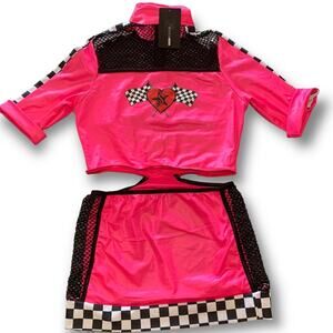 Checkered Mini Dress Fashion Nova The Finish Line Costume Pink Racer Girl Large